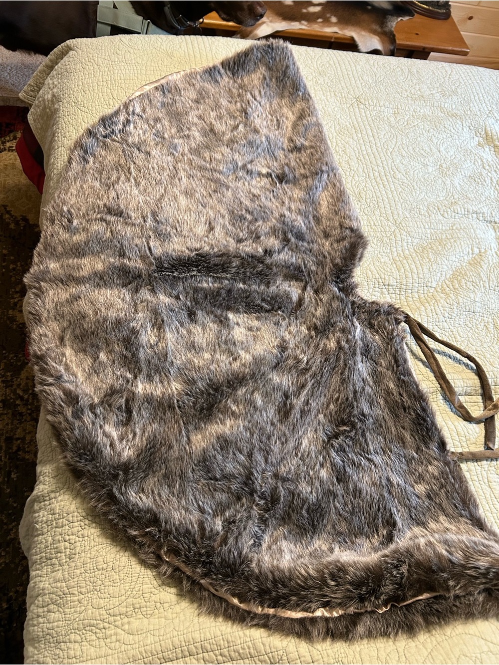 Threshold Faux Fur 48” tree skirt in Gray-Brown